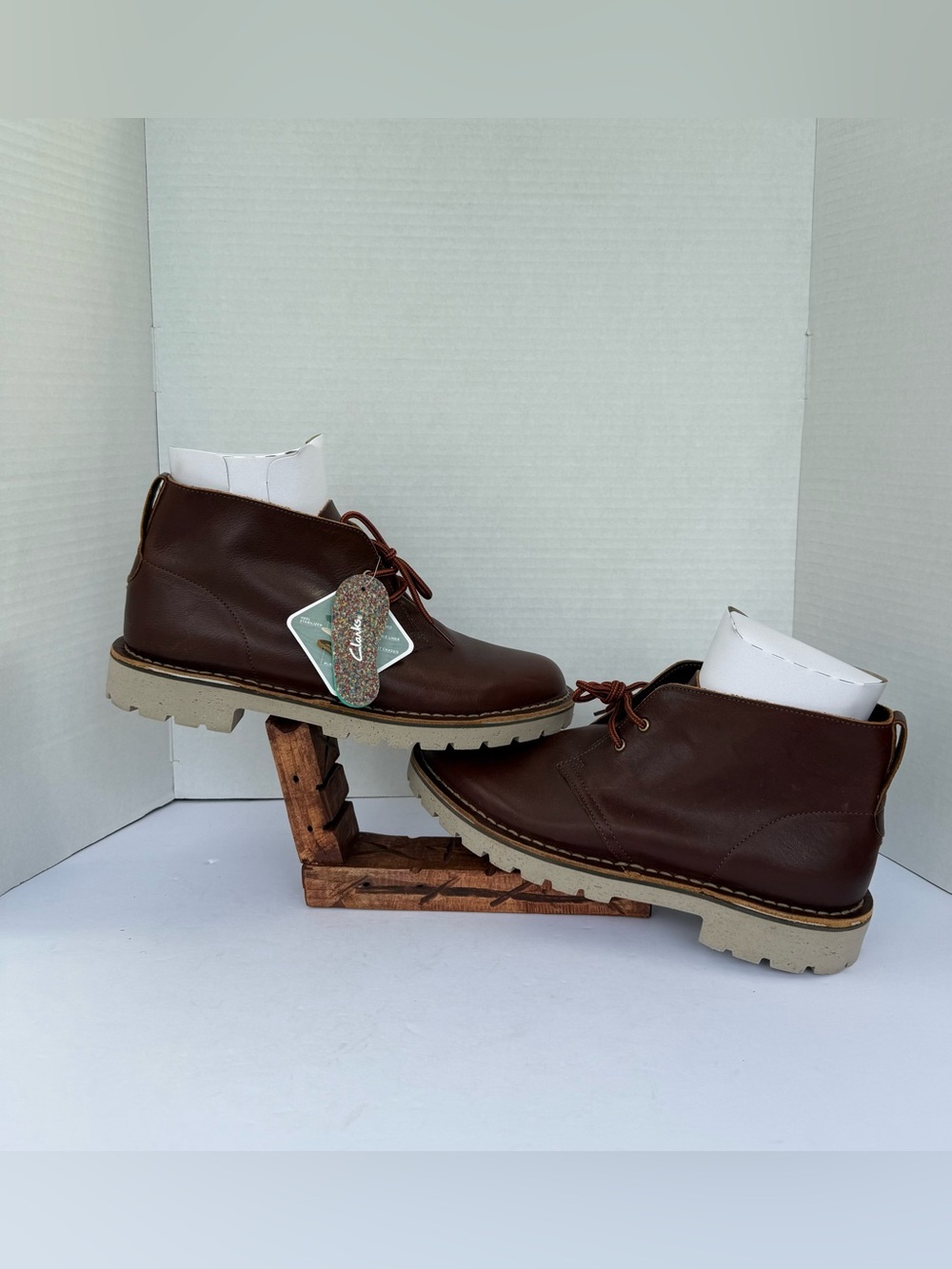 Clarks Overdale Mid  Boots Leather Dark Tan Chukka Boots Mens Size 10M No BoxNew